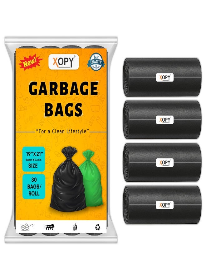 Xopy Premium Garbage Bags - Medium Size 19x21 Inches | 4 Rolls x 30 Bags = 120 Bags | Black Dustbin/Trash Bags for Home, Kitchen & Office | Pouch Packing - Image 1